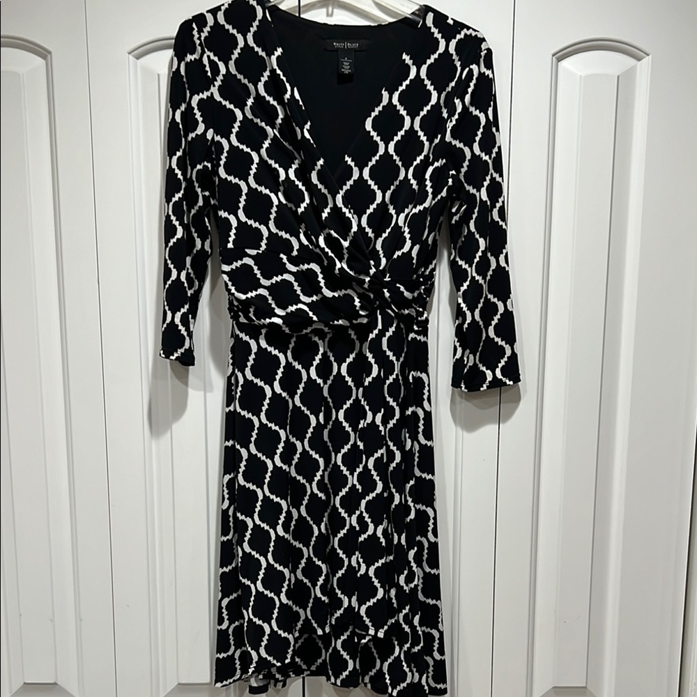 Black and White Patterned Dress- Size 8